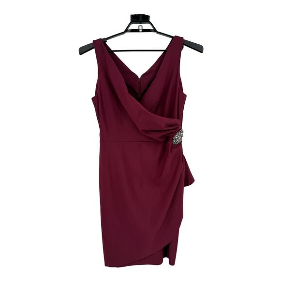 Alex Evenings short ruched sheath faux wrap dress red size 12 - Picture 1 of 6
